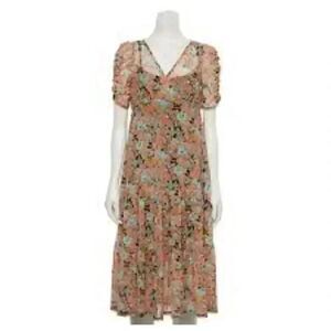 SO Junior's Cocoon Sleeve Midi Dress w Black Lining Slip EUC sz XS